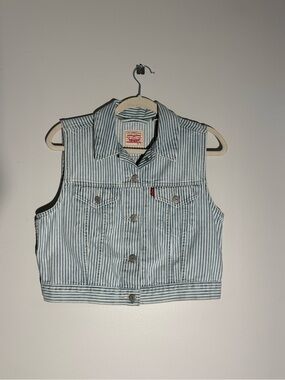 Levi's Blue & White Striped Denim Vest
